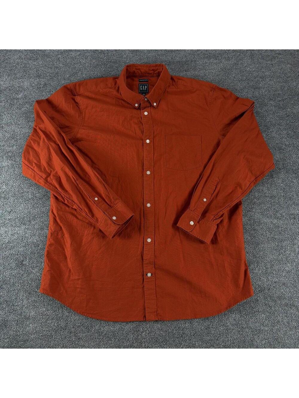 GAP Men's Button-Down Long Sleeve Shirt XL Rust Orange - Business Casual, Preppy